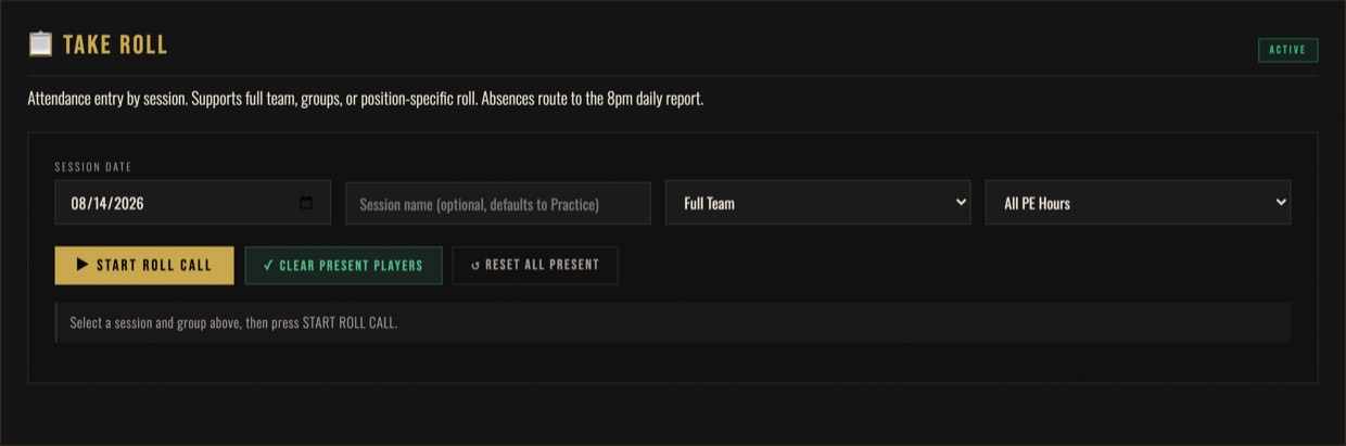 MHP portal screenshot: tool rollcall